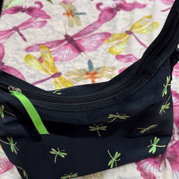 Talbots Dragonfly Shoulder Bag Y2K Mini Purse Black Green Cute - Picture 4 of 8